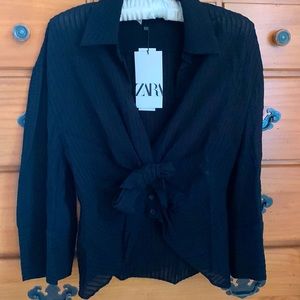 Zara tie front blouse NWT